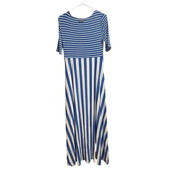 Matilda Jane The Road Ahead Women's Maxi Dress Blue White Striped Small - Picture 10 of 10
